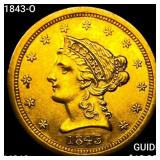 1843-O $2.50 Gold Quarter Eagle CHOICE BU