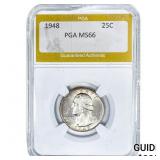 1948 Washington Silver Quarter PGA MS66