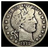 1912-D Silver Barber Half Dollar LIGHTLY CIRCULATE
