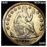 1840 W/Drapery Seated Liberty Dime CHOICE AU