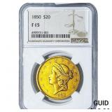 1850 $20 Gold Double Eagle NGC F15