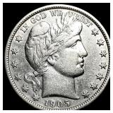 1905 Silver Barber Half Dollar CLOSELY UNCIRCULATE