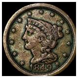 1849 Braided Hair Half Cent NEARLY UNCIRCULATED