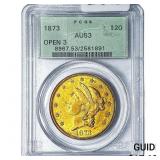 1873 $20 Gold Double Eagle PCGS AU53
