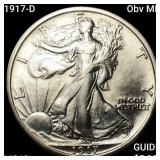 1917-D Obv MM Walking Liberty Half Dollar CHOICE B