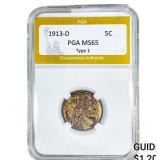 1913-D Buffalo Nickel PGA MS65 Type 1