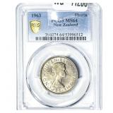 1963 New Zealand 1 Florin PCGS MS64