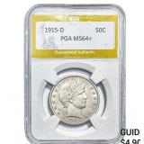 1915-D Barber Half Dollar PGA MS64+