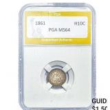 1861 Seated Liberty Half Dime PGA MS64