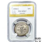 1936-S Columbia Half Dollar PGA MS67