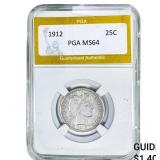 1912 Barber Quarter PGA MS64