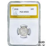 1916 Barber Dime PGA MS65