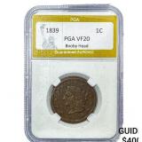 1839 Coronet Head Large Cent PGA VF20 Booby Head