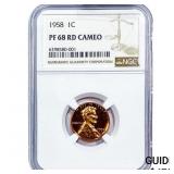 1958 Wheat Cent NGC PF68 RD Cameo