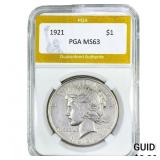 1921 Silver Peace Dollar PGA MS63