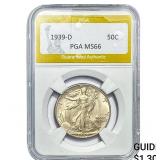 1939-D Walking Liberty Half Dollar PGA MS66