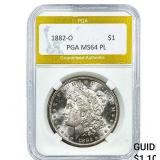 1882-O Morgan Silver Dollar PGA MS64PL