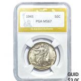 1945 Walking Liberty Half Dollar PGA MS67