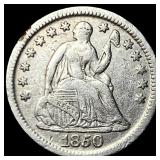 1850 Silver Seated Liberty Half Dime CLOSELY  UNC