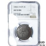 1886A Haiti Bronze 2 Centimes NGC AU53 BN