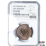 1917 Finland 10 Penna NGC MS62