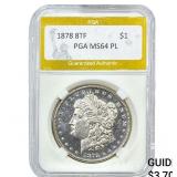 1878 8TF Morgan Silver Dollar PGA MS64PL
