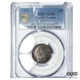 1758 Great Britain Silver 6 Pence PCGS AU55