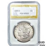 1890-S Morgan Silver Dollar PGA MS63