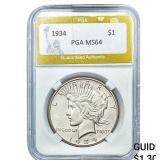1934 Silver Peace Dollar PGA MS64