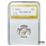 1942-S Mercury Silver Dime PGA MS67FB