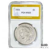 1921 Silver Peace Dollar PGA MS63