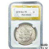 1878 Rev 79 Morgan Silver Dollar PGA MS63