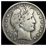 1906-S Silver Barber Half Dollar LIGHTLY  CIRCULA
