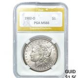 1902-O Morgan Silver Dollar PGA MS66