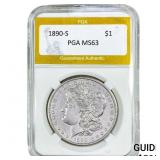 1890-S Morgan Silver Dollar PGA MS63