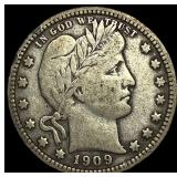 1909 Barber Quarter NEARLY UNCIRCULATED
