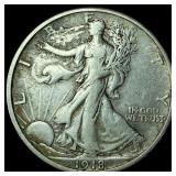 1918-S Silver Walking Liberty Half Dollar  NEARLY