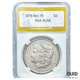 1878 Rev 79 Morgan Silver Dollar PGA AU58