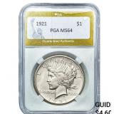 1921 Silver Peace Dollar PGA MS64