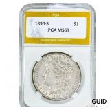 1890-S Morgan Silver Dollar PGA MS63