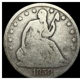 1858 Silver Half Dollar (Seated Liberty)  NICELY