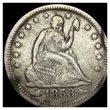 1853-O Arrows Seated Liberty Quarter NEARLY  UNCI