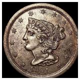 1851 Braided Hair Half Cent UNCIRCULATED