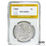 1892 Morgan Silver Dollar PGA MS63