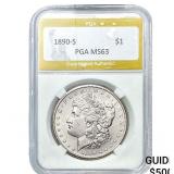 1890-S Morgan Silver Dollar PGA MS63