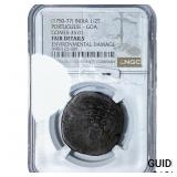 1750-77 Portuguese India Copper 1/2 Tanga NGC Fair