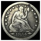 1854 Arrows Seated Liberty Quarter LIGHTLY  CIRCU