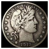 1913-S Silver Barber Half Dollar LIGHTLY  CIRCULA