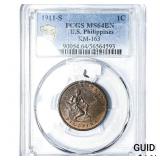1911-S U.S. Philippines 1 Copper Centavos PCGS MS6