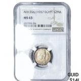 AH1356//1937 Egypt Silver 2 Piastres NGC 63